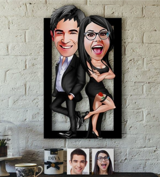 Personalisiertes 3D Cartoon Wandbild - Agenten Paar