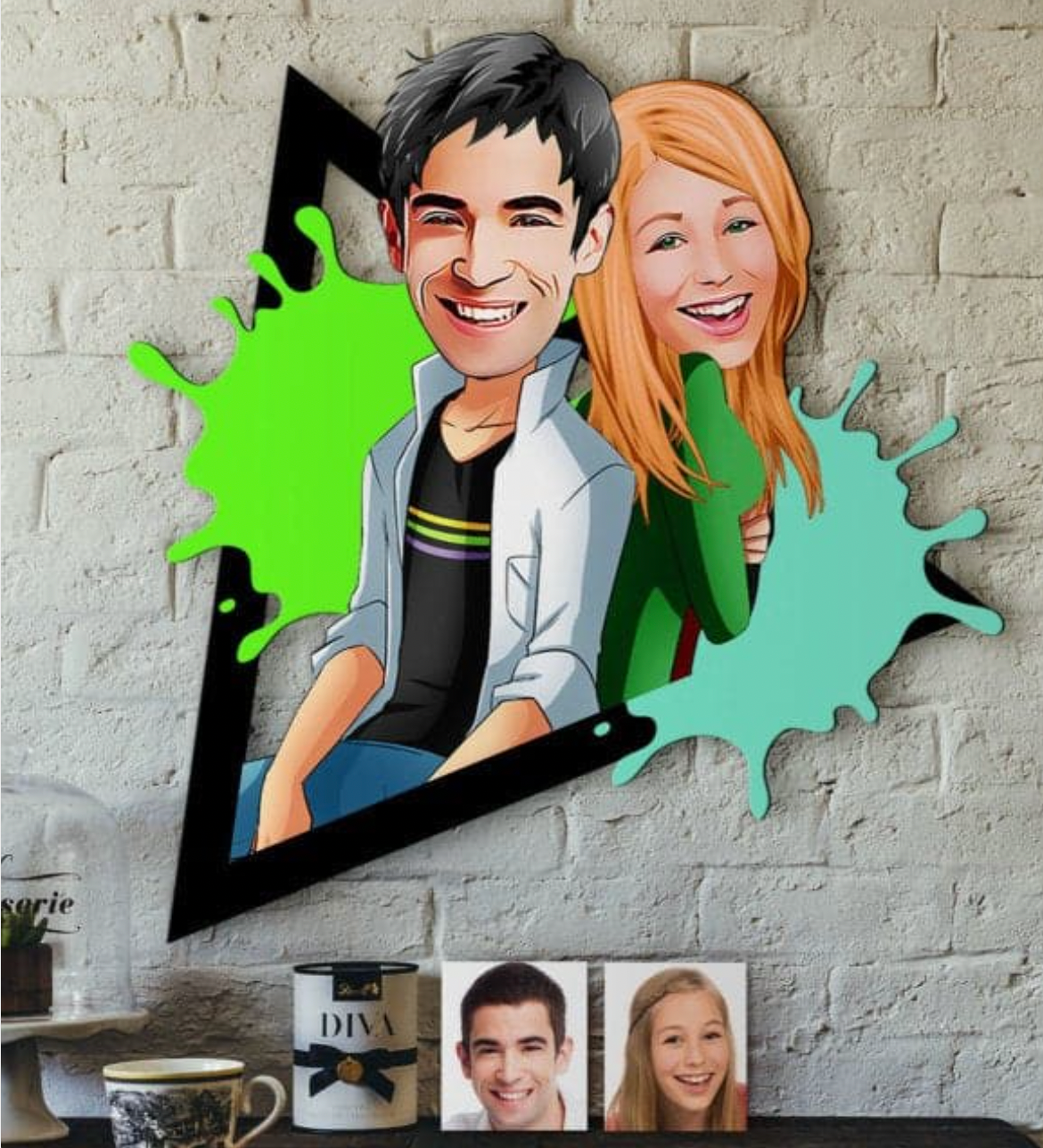 Personalisiertes 3D Cartoon Wandbild - Paar