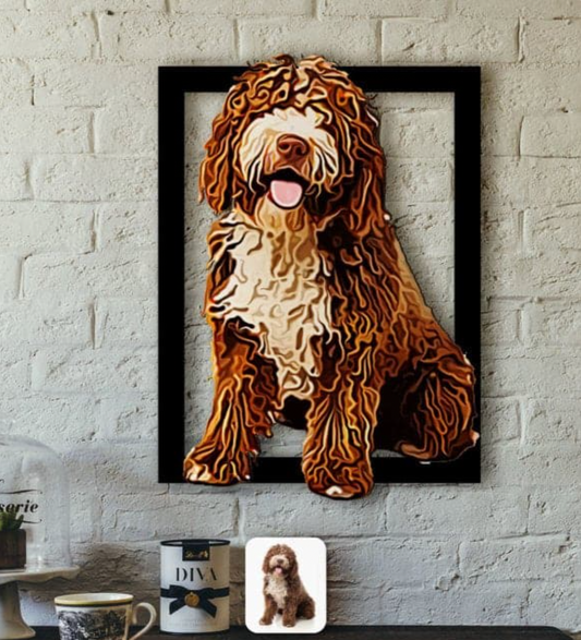 Personalisiertes 3D Cartoon Wandbild - Hund