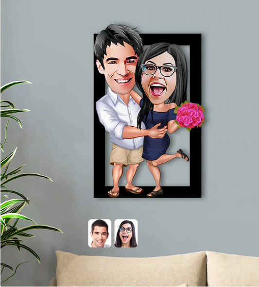 Personalisiertes 3D Cartoon Wandbild - Glückliches Pärchen