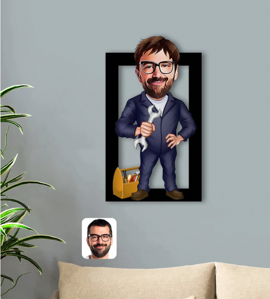 Personalisiertes 3D Cartoon Wandbild - Handwerker