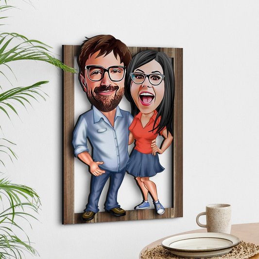 Personalisiertes 3D Cartoon Wandbild - Paar