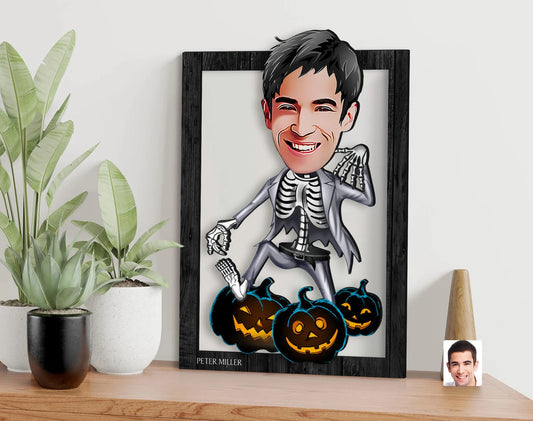 Personalisiertes 3D Cartoon Wandbild - Haloween